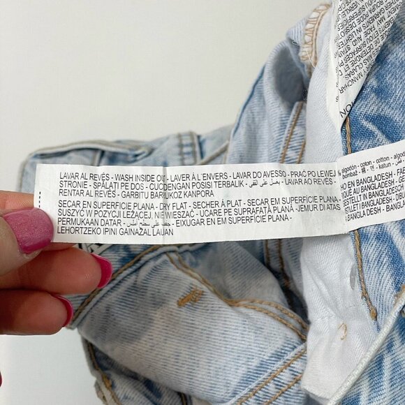 Zara Womens High Rise Cropped Button Denim Jeans Blue 34 Light Acid Wash Pockets - Picture 8 of 14